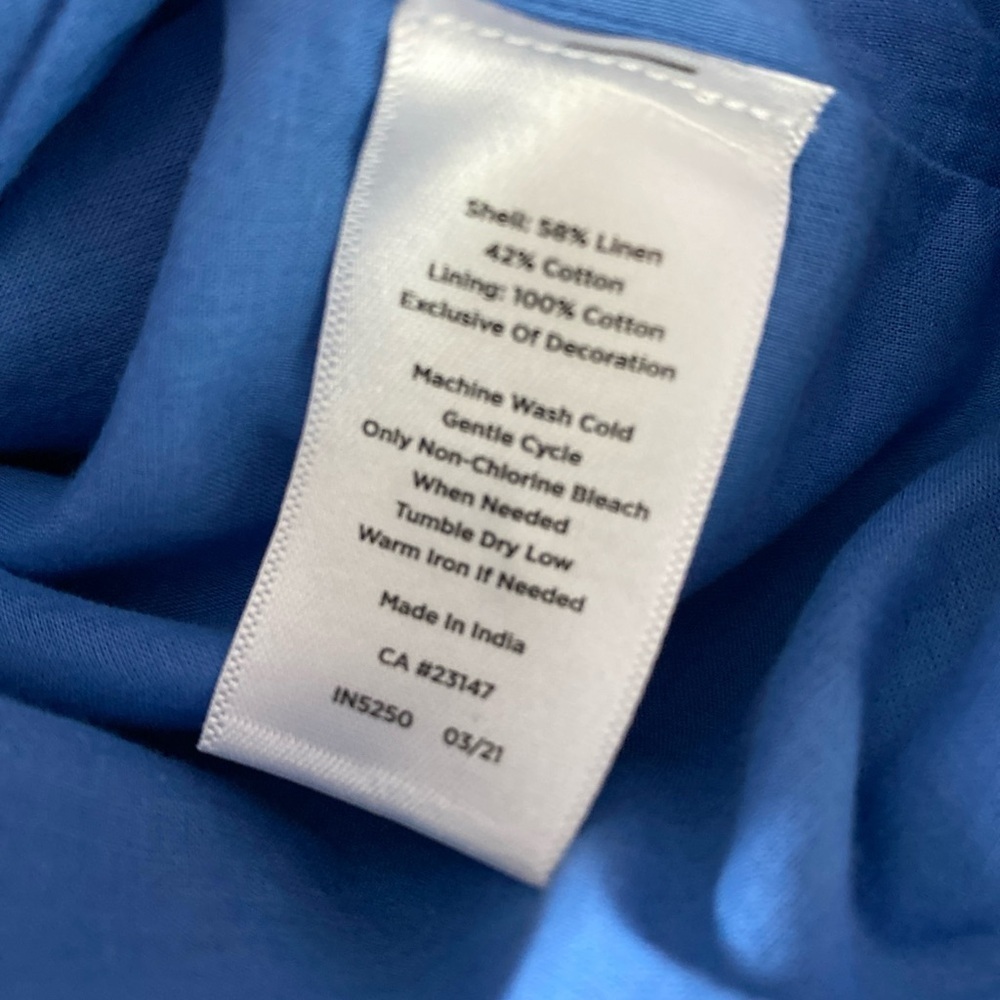 Talbots Embroidered Needlework Floral Linen Blend Skirt Blue Lined Sz 8 - Picture 5 of 8